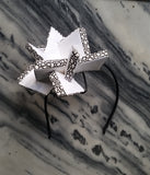 Cracked black and White flower headband