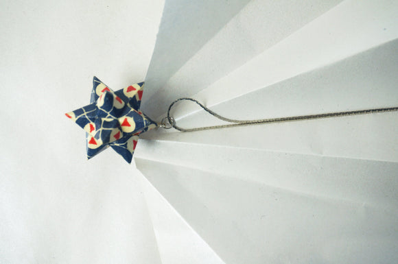 Geometric star blue red white elegant necklace gift